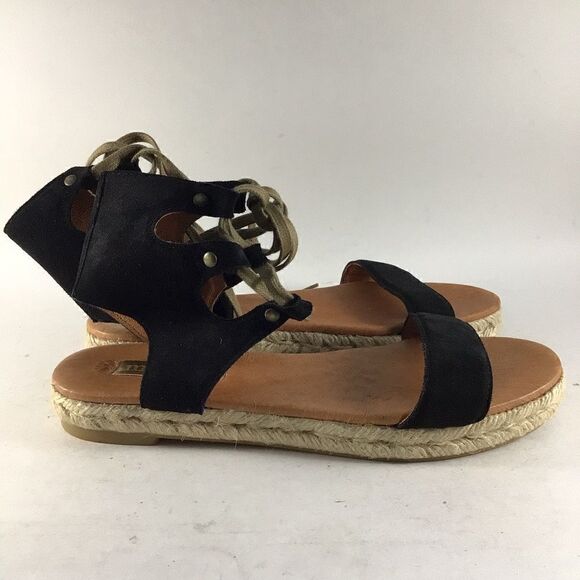 Anthropologie Maypol womens espadrille lace up sandals black size EU 37 US 7 - Picture 1 of 8